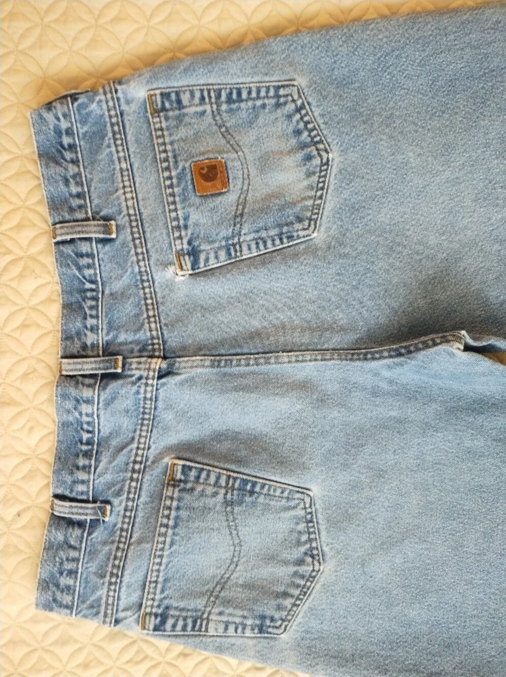 Vintage Carhartt Jeans Mens 40x30 Light Wash Loose Fit Straight Denim